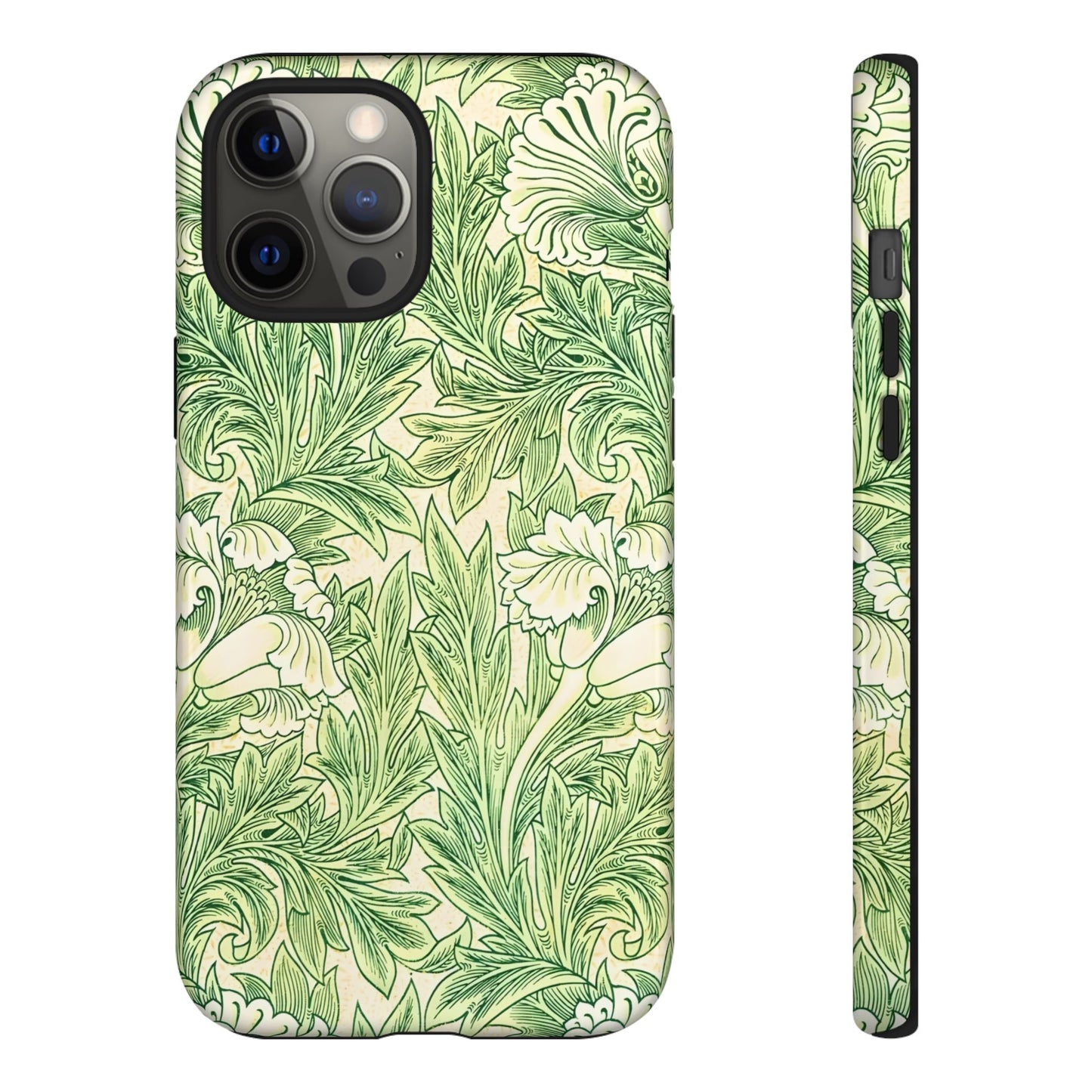 Green Floral Phone Case, Botanical iPhone Cover, Tough Phone Shell, Nature-inspired Gift, Eco-friendly Tech Accessory