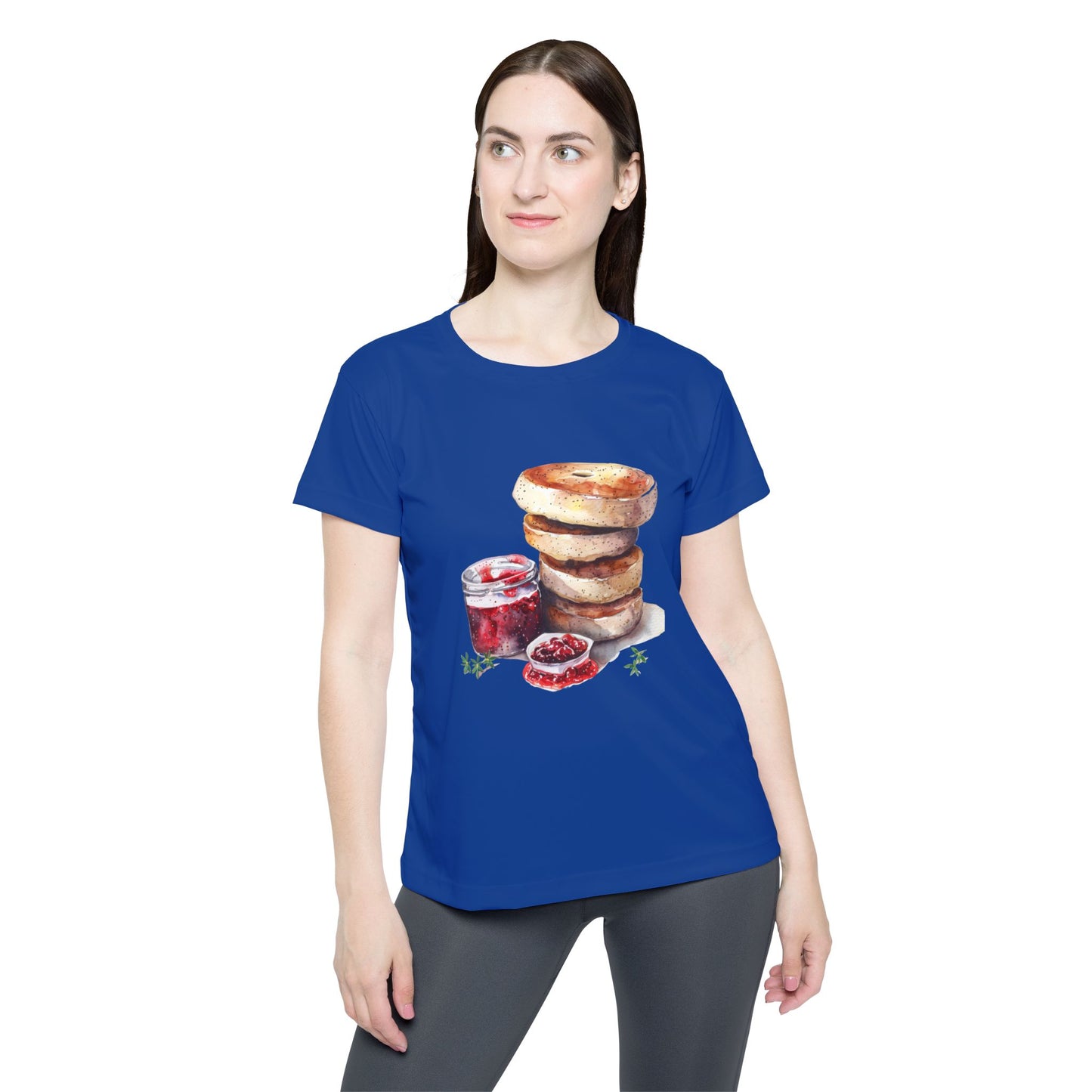 Women’s Bagel-Themed Sports Jersey – Fun & Comfortable Activewear - Savory Classics and Traditional Delights