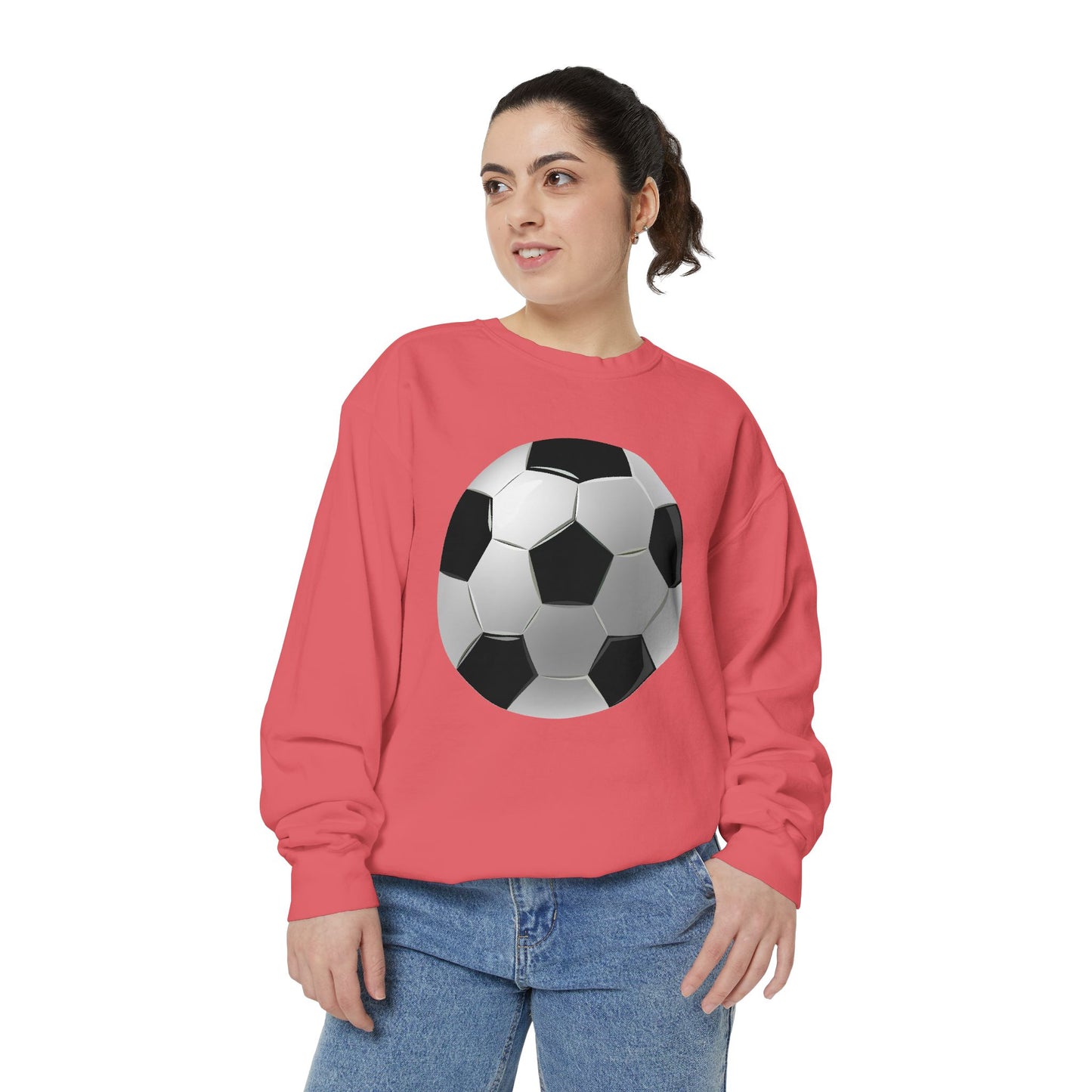 Unisex Garment-Dyed Sweatshirt - Dynamic Football Design - Sports Passion and Energy