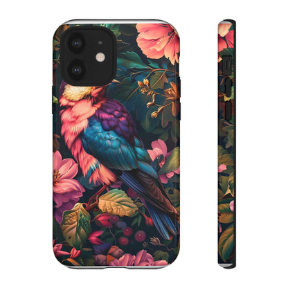Tough Cases: Vibrant Tropical Bird Phone Case, Floral Smartphone Cover, Nature Lover Gift, Boho Phone Accessory, Cute Bird Case