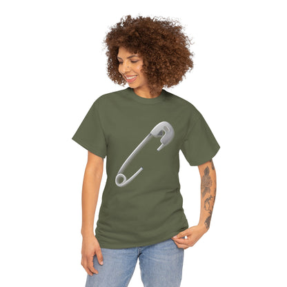 Unisex Heavy Cotton Tee - Minimalist Safety Pin Design
