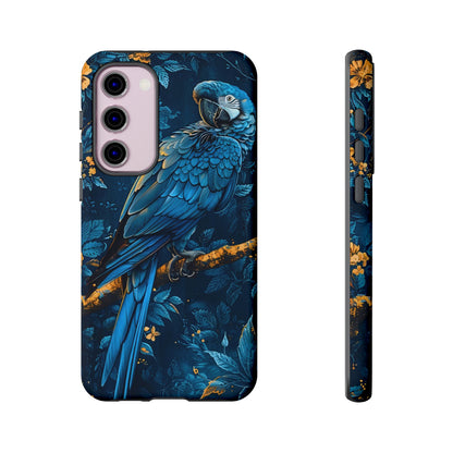 Tough Cases - Vibrant Blue Parrot Phone Case, Tropical Bird Phone Cover, Nature Lover Gift, Eco-Friendly Accessories, Unique Wildlife Decor