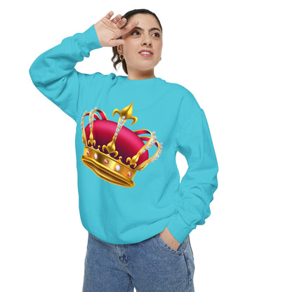 Unisex Garment-Dyed Sweatshirt - British Royal Crown Design