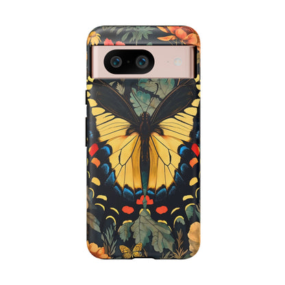 Butterfly Floral Phone Case, Art-inspire Tough Case, Gift for Nature Lovers, Butterfly Pattern Cover, Eco-Friendly Mobile Accessory
