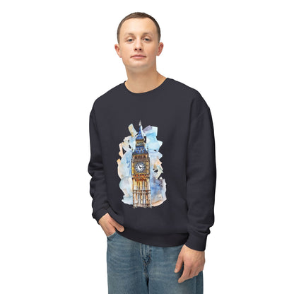 Unisex Lightweight Crewneck Sweatshirt - Iconic Big Ben Clock Tower Design