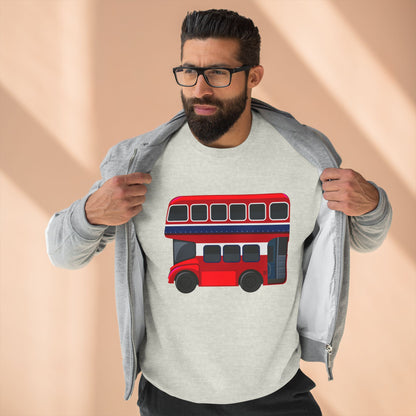 Unisex Crewneck Sweatshirt - London Transport English Bus Red Double-Decker