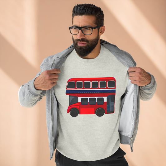 Unisex Crewneck Sweatshirt - London Transport English Bus Red Double-Decker