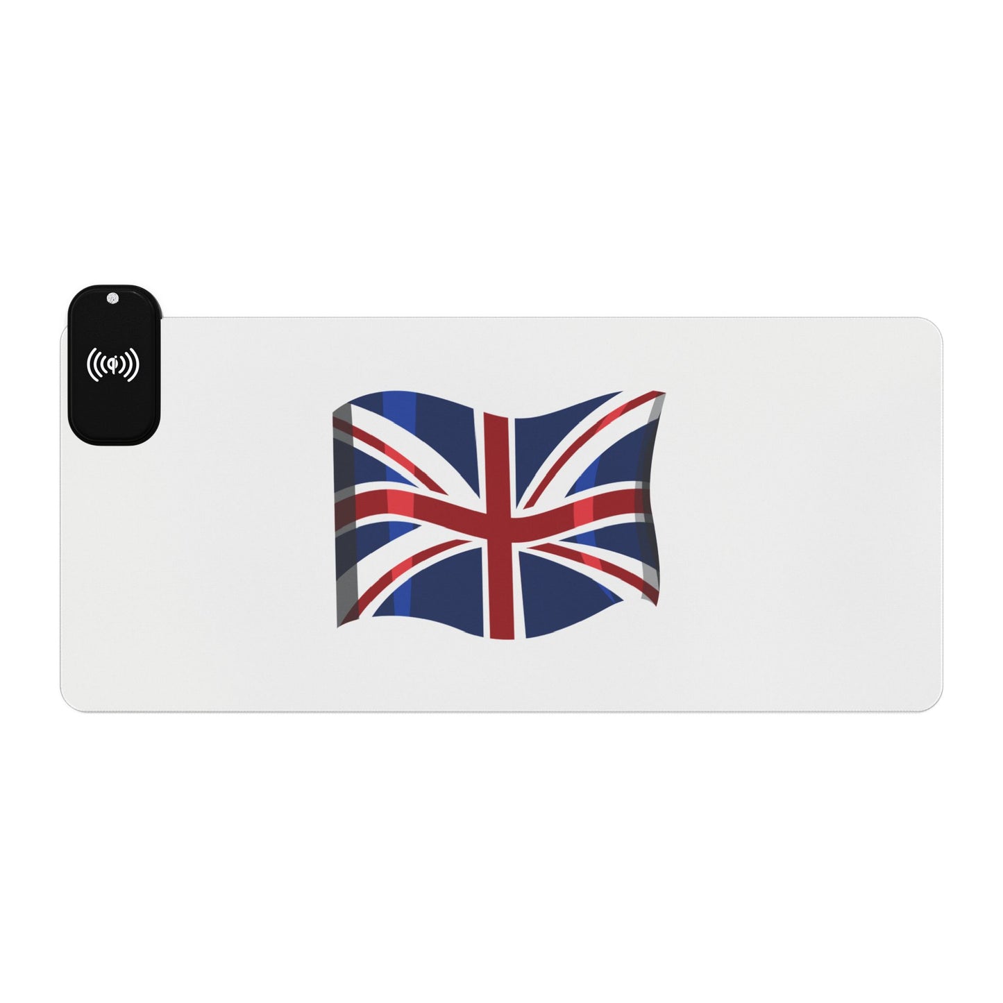 Waving Union Jack Flag - LED Gaming Mouse Pad with Wireless Charging - Energize Your Gaming Setup, Desk Decor, Office Accessory, Gift for Gamers, Gaming