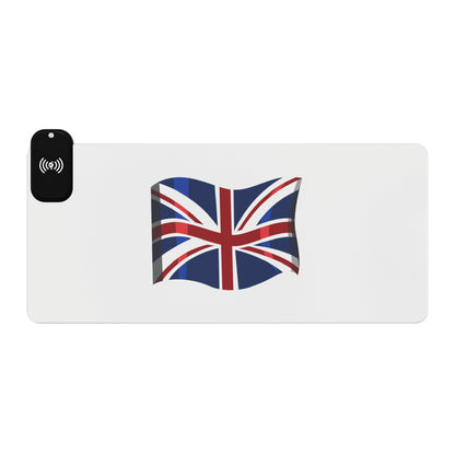 Waving Union Jack Flag - LED Gaming Mouse Pad with Wireless Charging - Energize Your Gaming Setup, Desk Decor, Office Accessory, Gift for Gamers, Gaming