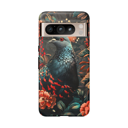 Floral Peacock Phone Case, Tough Cases, Artistic Phone Cover, Unique Gift, Nature Lover Accessory, Protective Case