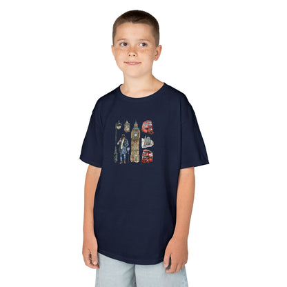 Kids  Tee –  British Landmarks and Symbols Art Design - Fun Cityscape Design for Young Explorers