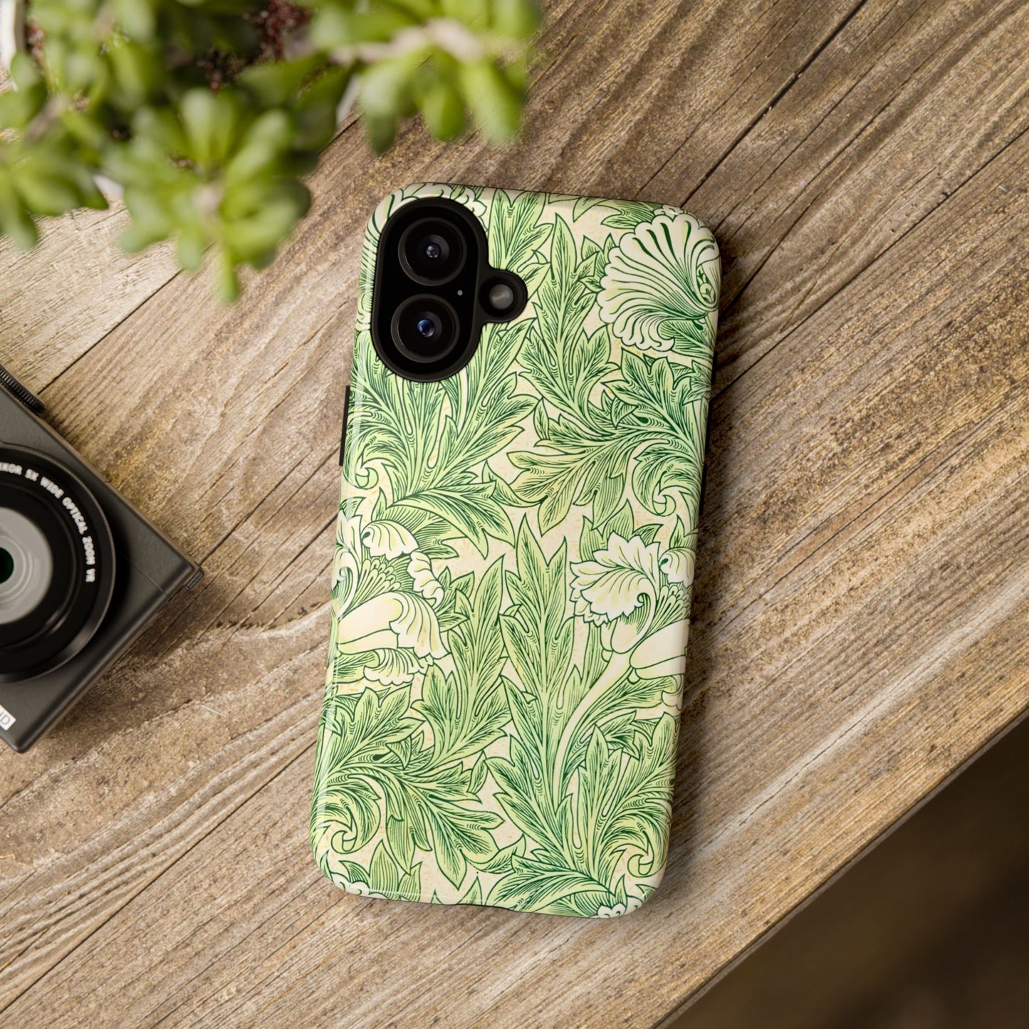 Green Floral Phone Case, Botanical iPhone Cover, Tough Phone Shell, Nature-inspired Gift, Eco-friendly Tech Accessory