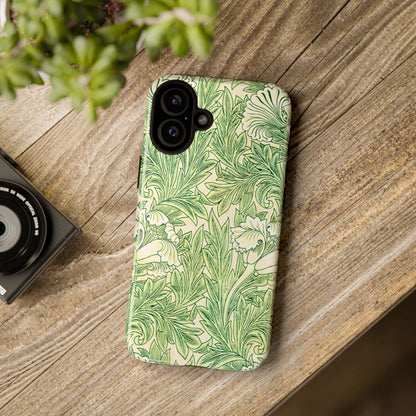 Green Floral Phone Case, Botanical iPhone Cover, Tough Phone Shell, Nature-inspired Gift, Eco-friendly Tech Accessory