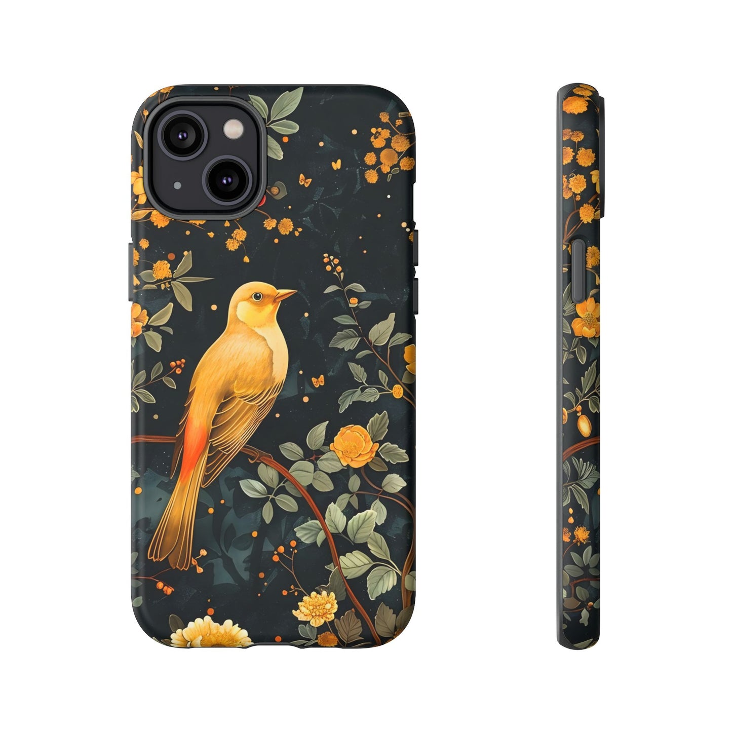 Floral Phone Case, Tough Cases with Bird Design, Nature Lover Gift, Stylish Protection, Birthday Present, Floral Phone Cover