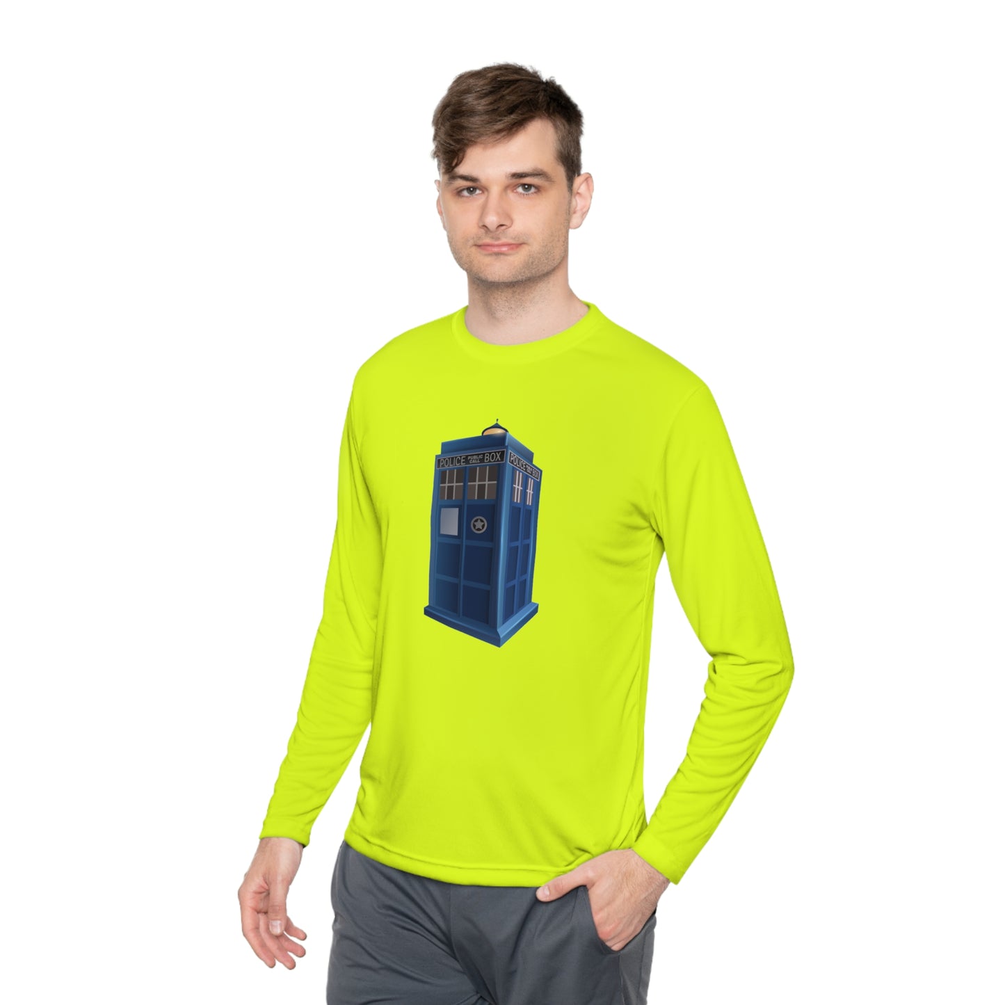 Unisex Lightweight Long Sleeve Tee - British Police Public Call Box - Iconic TARDIS Design