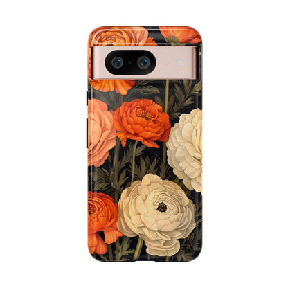 Floral Phone Case with Tough Protection, Blooming Ranunculus Design, Durable Cover, Gift for Flower Lovers, Eco-Friendly Phone Accessory