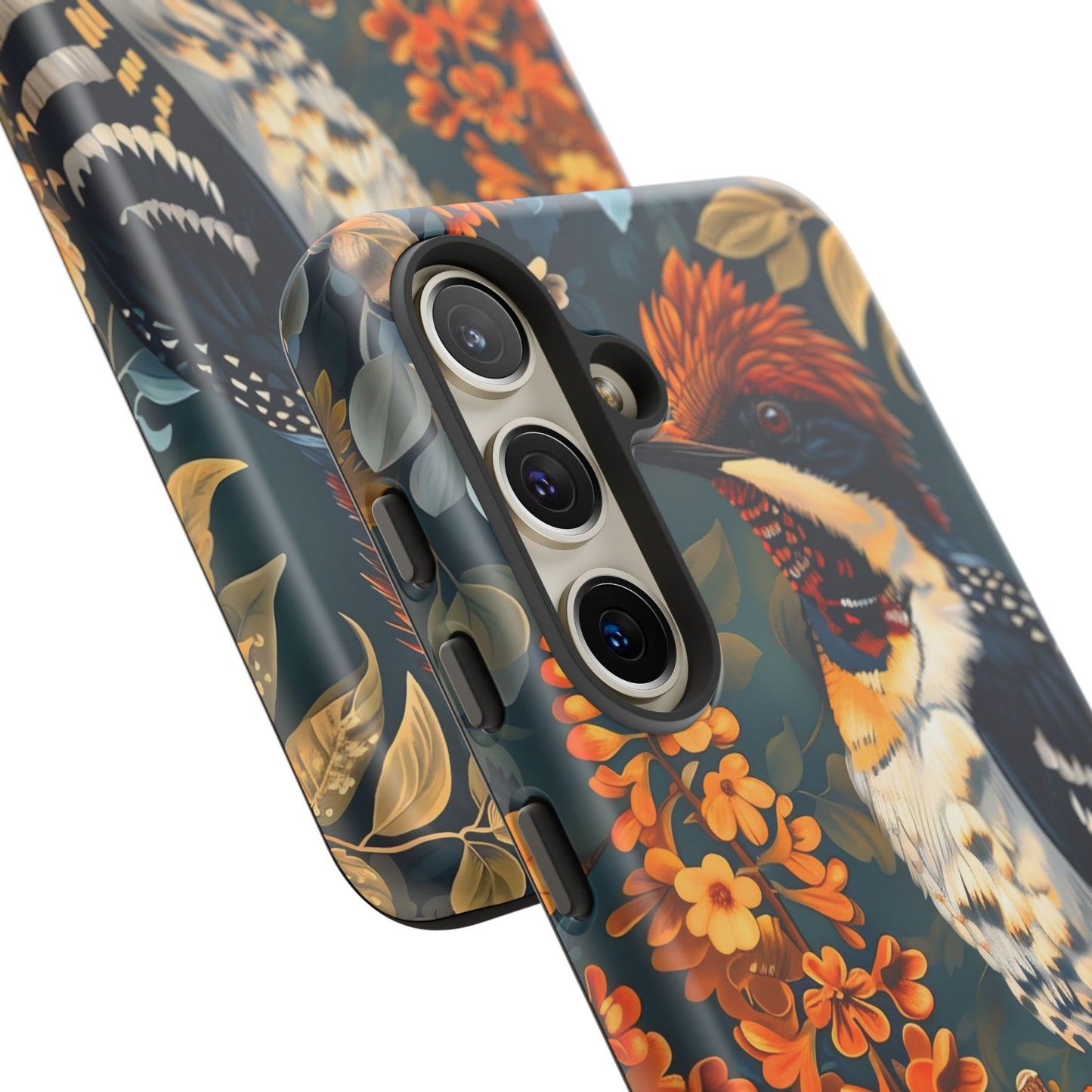Tough Cases: Floral Bird Phone Case, Vintage Style Cover, Nature Lover Gift, Botanical Design, Spring Inspire Fashion