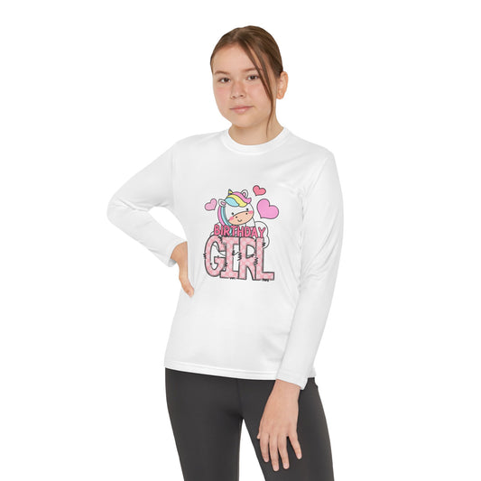 Birthday Girl Youth Long Sleeve Tee - Fun Unicorn Design