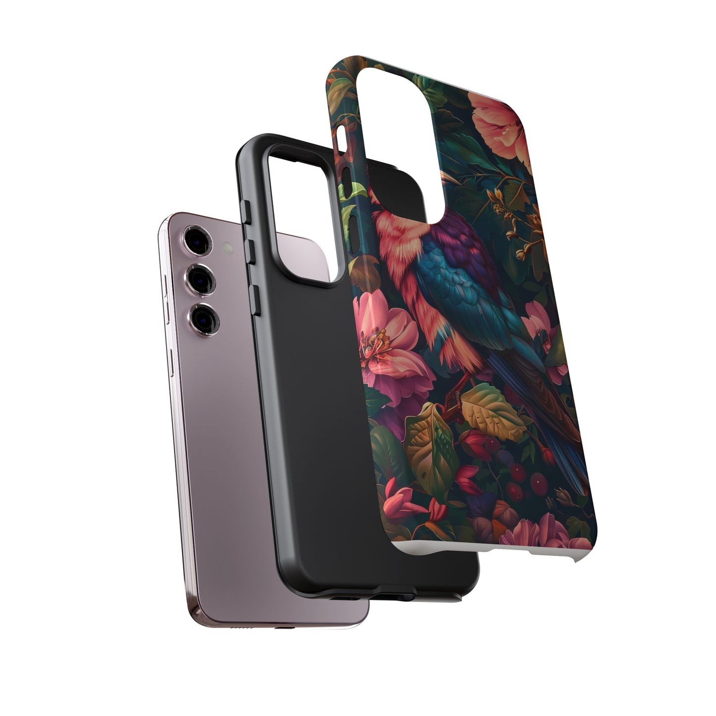 Tough Cases: Vibrant Tropical Bird Phone Case, Floral Smartphone Cover, Nature Lover Gift, Boho Phone Accessory, Cute Bird Case