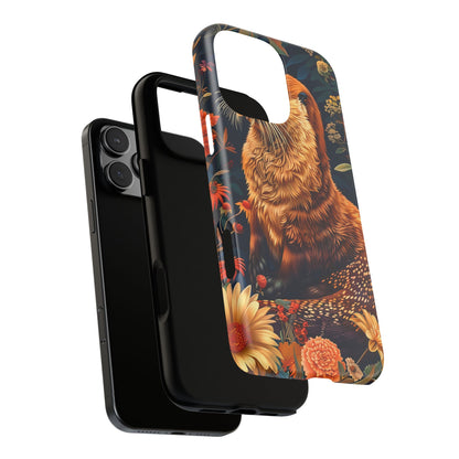 Otter Phone Case, Floral Otter Design, Tough Phone Cover, Nature Lover Gift, Cute Animal Accessories