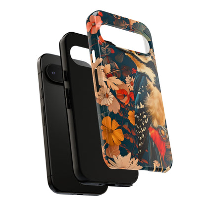 Artistic Bird Phone Case, Unique Tough Cases for Nature Lovers, Floral Design, Cute Gift, Customized Phone Accessories