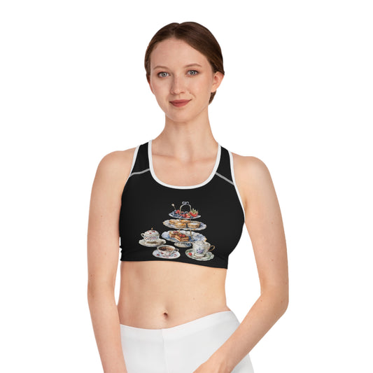 Sports Bra - Elegant Design for Active Women - Vintage Tea Party - Tea, Tarts, and Triumph - British Royal Culinary Favorites