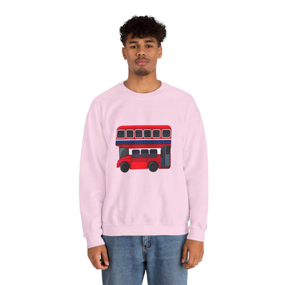 Unisex Heavy Blend™ Crewneck Sweatshirt Trendy - London Transport Red Double-Decker Bus