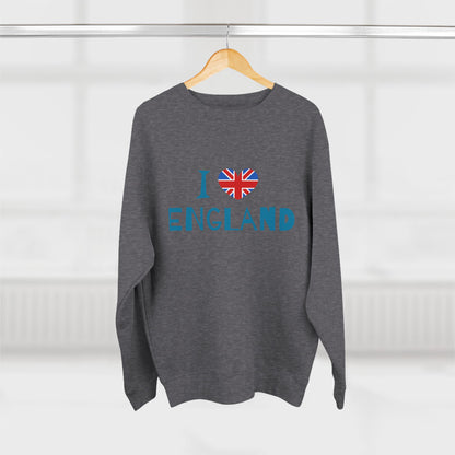Unisex Crewneck Sweatshirt - I Love England - Union Jack Heart Design