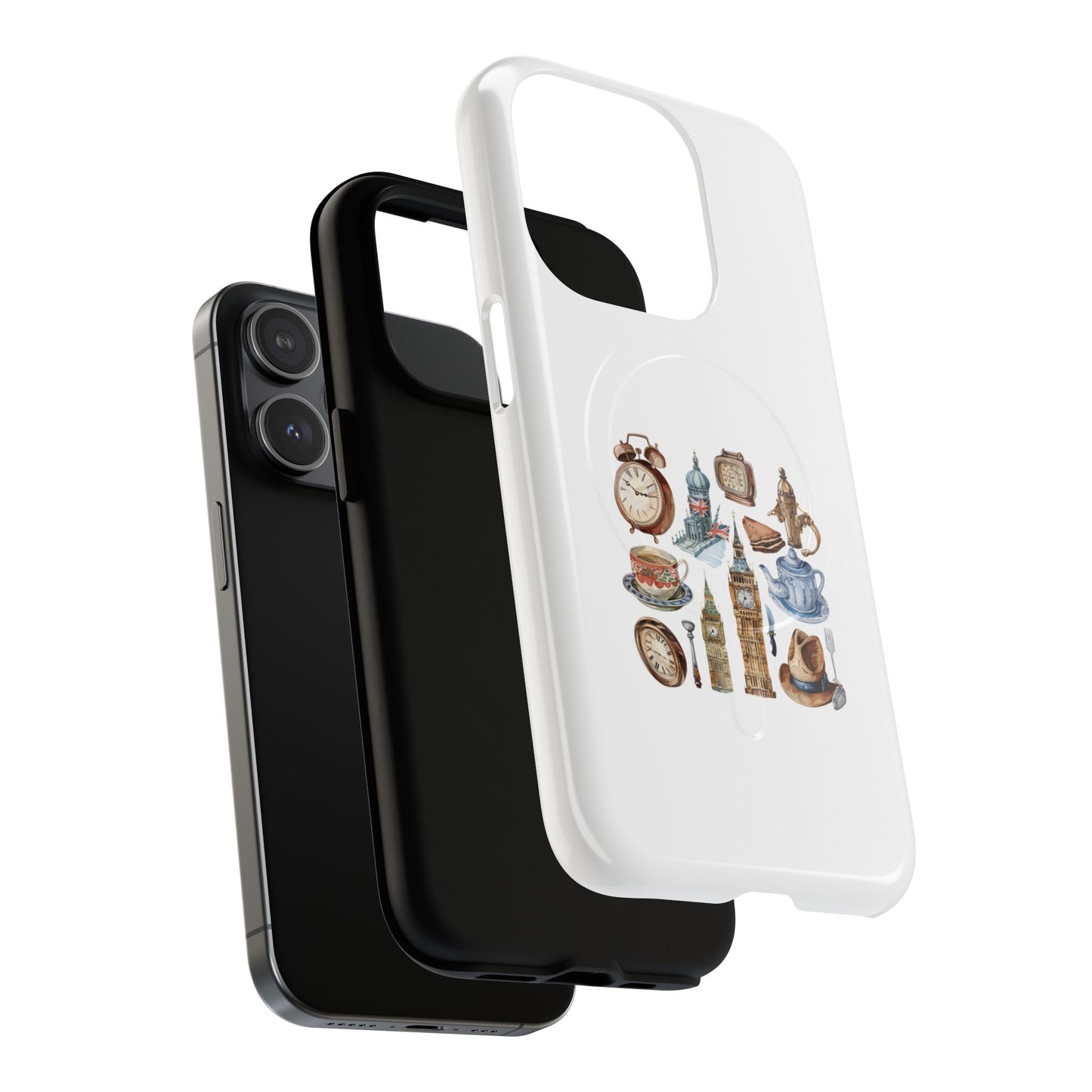 Tough Magnetic Phone Case with Vintage Clock Design, Durable Tech Accessories for Gift, Daily Use, Unique Style