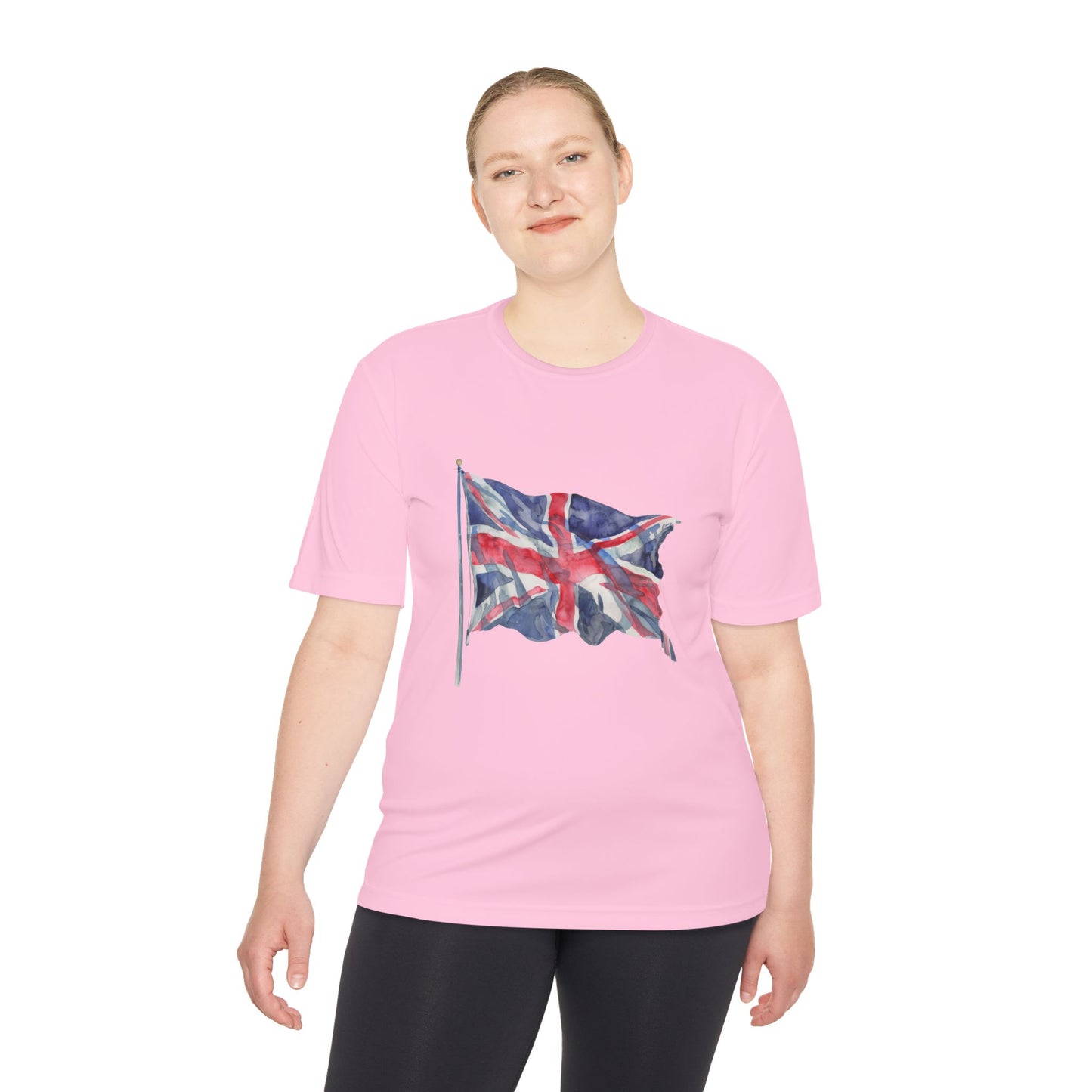 Unisex Moisture Wicking Tee - Watercolor Union Jack Design - I Love England - Union Jack Heart Design
