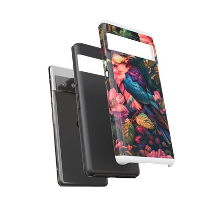 Tough Cases: Vibrant Tropical Bird Phone Case, Floral Smartphone Cover, Nature Lover Gift, Boho Phone Accessory, Cute Bird Case
