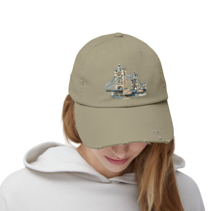 Vintage London Bridge Cap, Trucker Hat, Distressed Baseball Cap, Casual Wear, Gift for Travelers, Unisex Cap