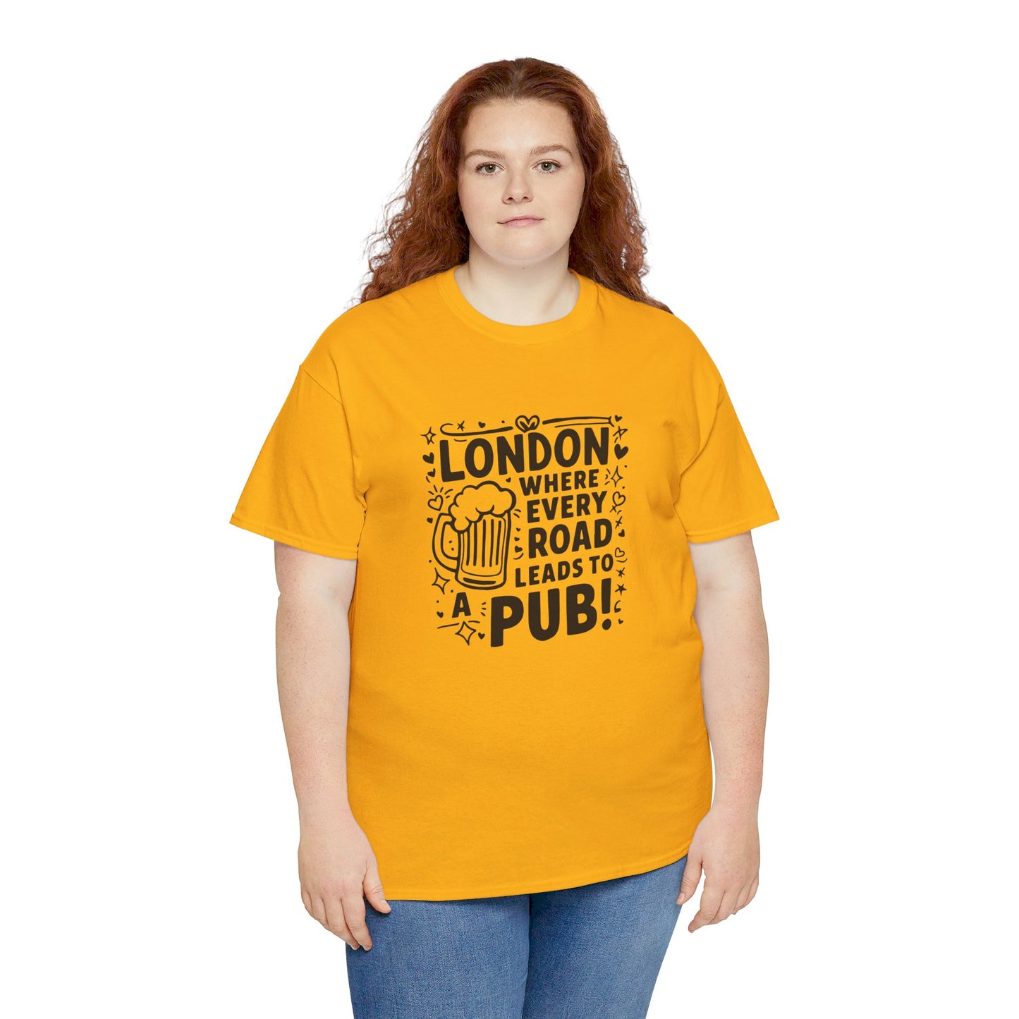 London Where Every Road Leads To Pub Soft-touch Unisex Heavy Cotton Tee