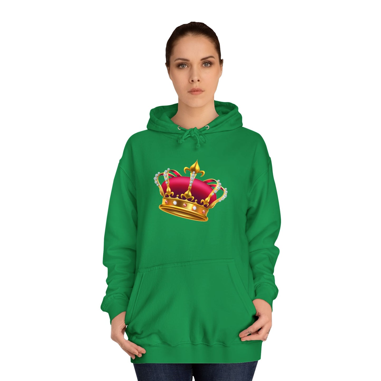 Unisex College Hoodie - British Royal Crown Design - Iconic Symbol of Monarchy