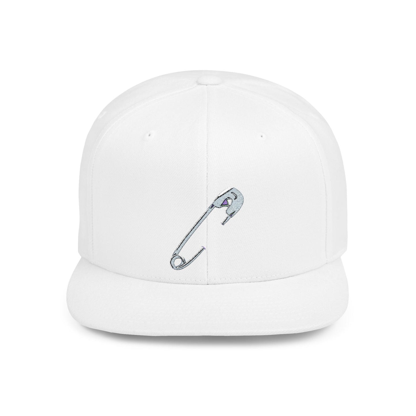 Silver Safety Pin Art Flat Bill Snapback