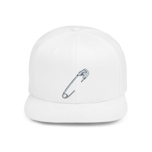 Silver Safety Pin Art Flat Bill Snapback
