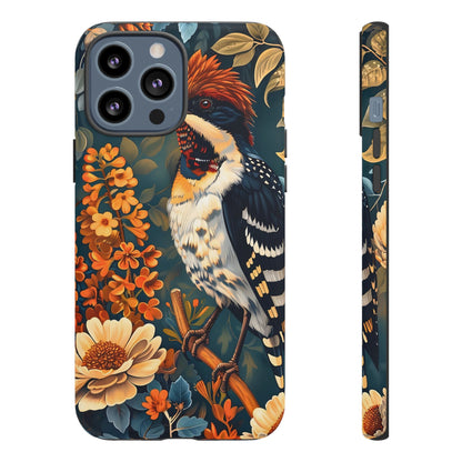 Tough Cases: Floral Bird Phone Case, Vintage Style Cover, Nature Lover Gift, Botanical Design, Spring Inspire Fashion