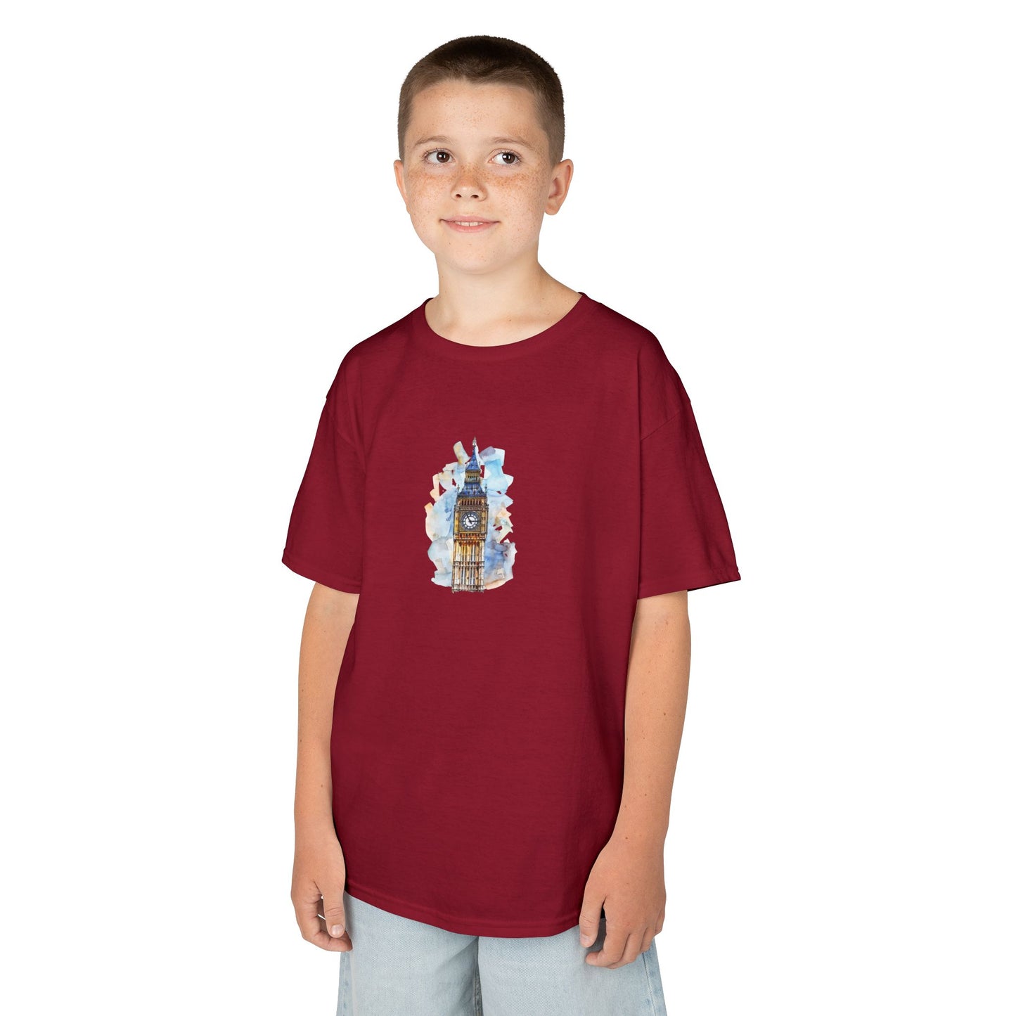 Kids Tee - London's Big Ben Landmark Painting -  Fun Graphic Shirt for Young Explorers