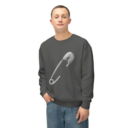 Unisex Lightweight Crewneck Sweatshirt - Minimalist Safety Pin