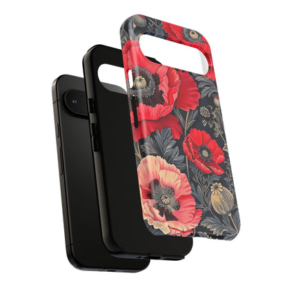 Floral Phone Case with Artistic Poppies, Tough Cases, Flower Design, Nature Lover Gift, Customizable Mobile Cover, Stylish Phone Accessories