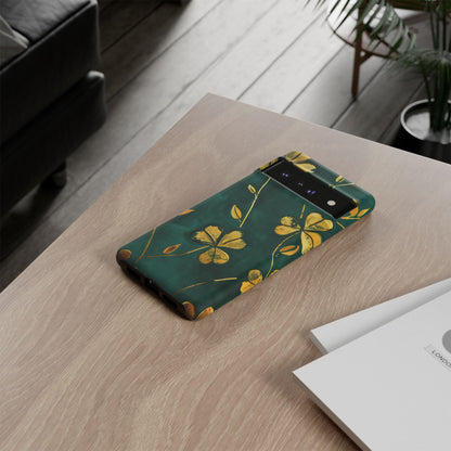 Floral Phone Case with Gold Accents, Tough Phone Cover, Stylish Phone Protector, Unique Gift for Her, Nature Lover Accessory