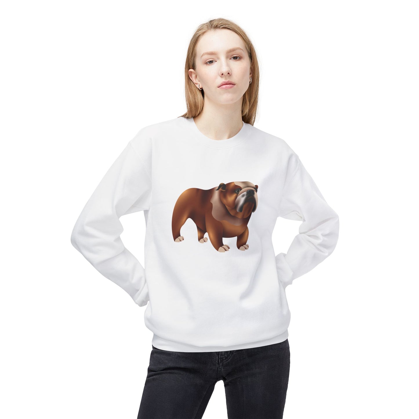 Unisex Midweight Softstyle Fleece Crewneck Sweatshirt - Adorable British Dog