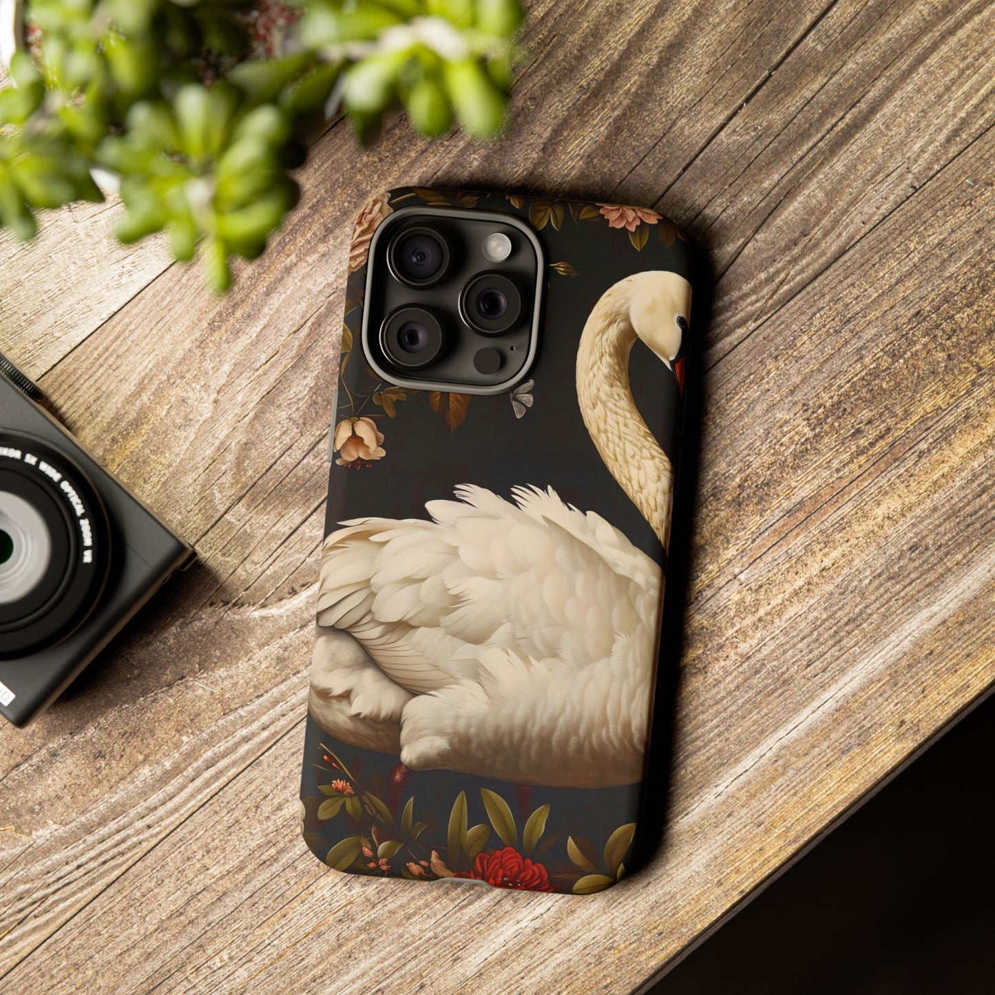Elegant Swan Phone Case, Floral iPhone Cover, Tough Phone Case, Gift for Her, Nature Lover, Mother's Day, Birthday