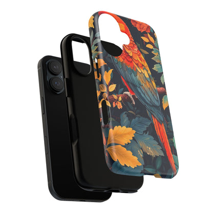 Tough Cases - Tropical Parrot Phone Case, Bohemian Phone Cover, Vibrant Floral Design, Bird Lover Gift, Travel Accessory