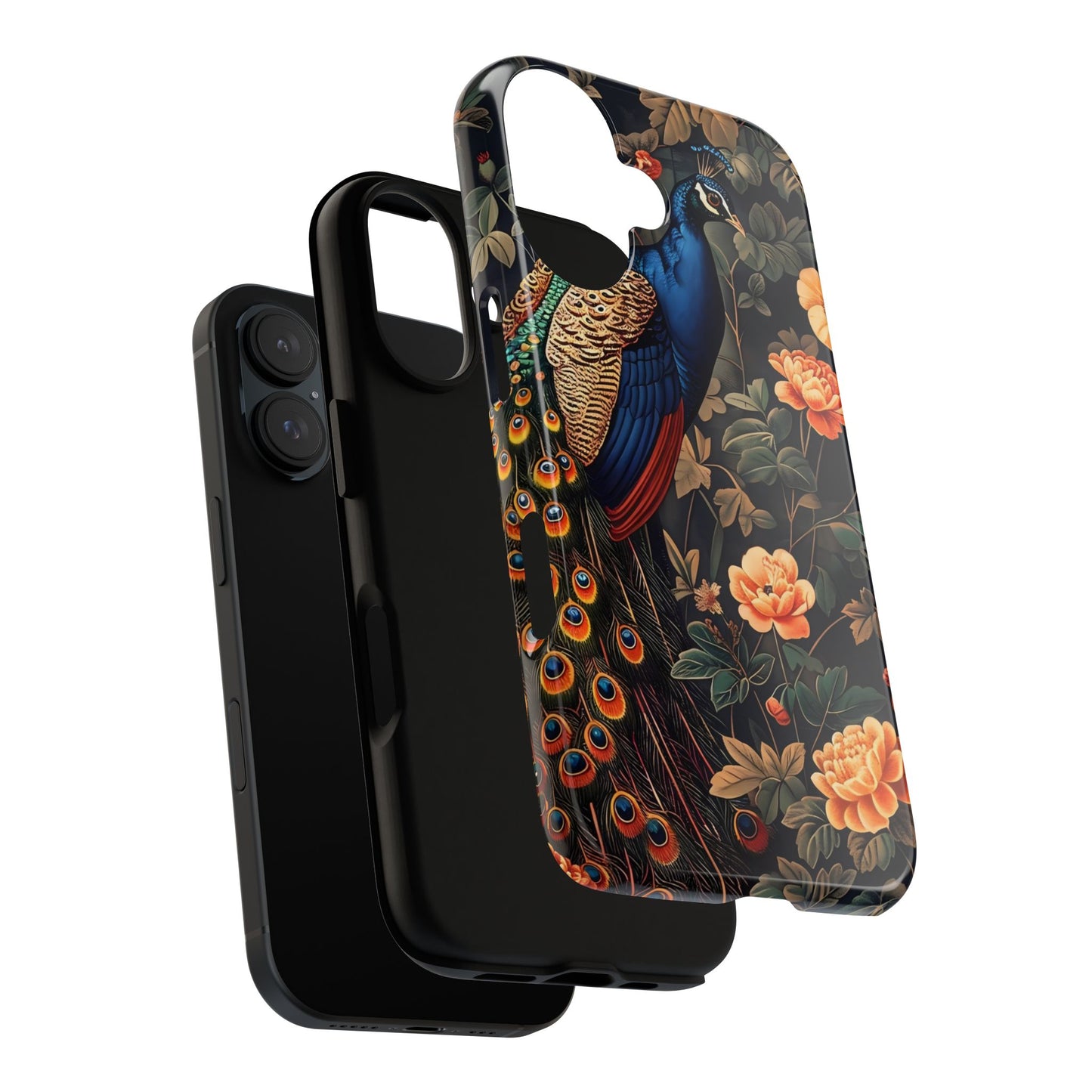 Elegant Peacock Phone Case, Floral Tough Phone Cover, Gifts for Her, Custom Art Phone Cases, Birthday, Chic Accessories