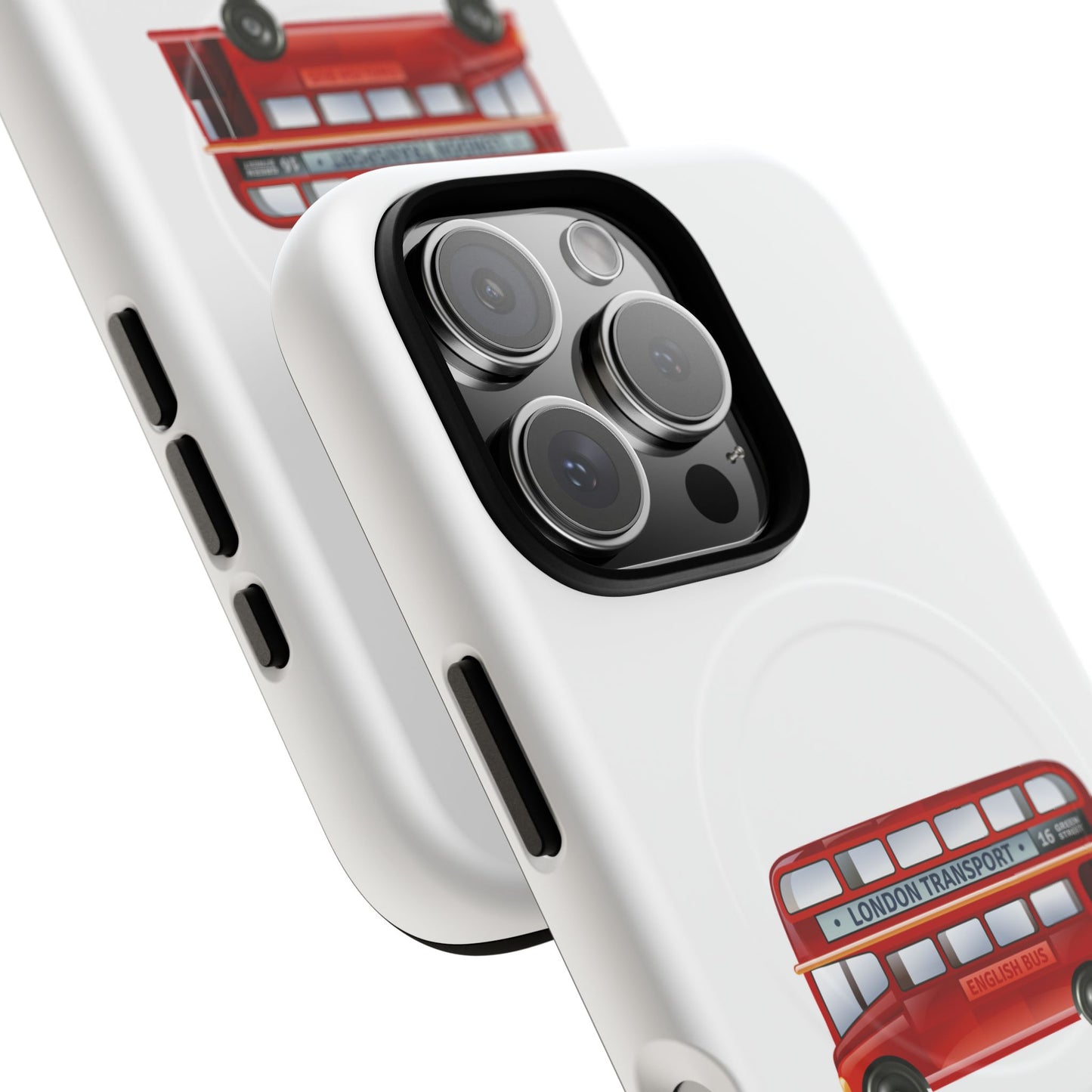London Bus Tough Magnetic Case, iPhone Protector, Unique Phone Cover, Gifts for Travelers, Durable Mobile Case