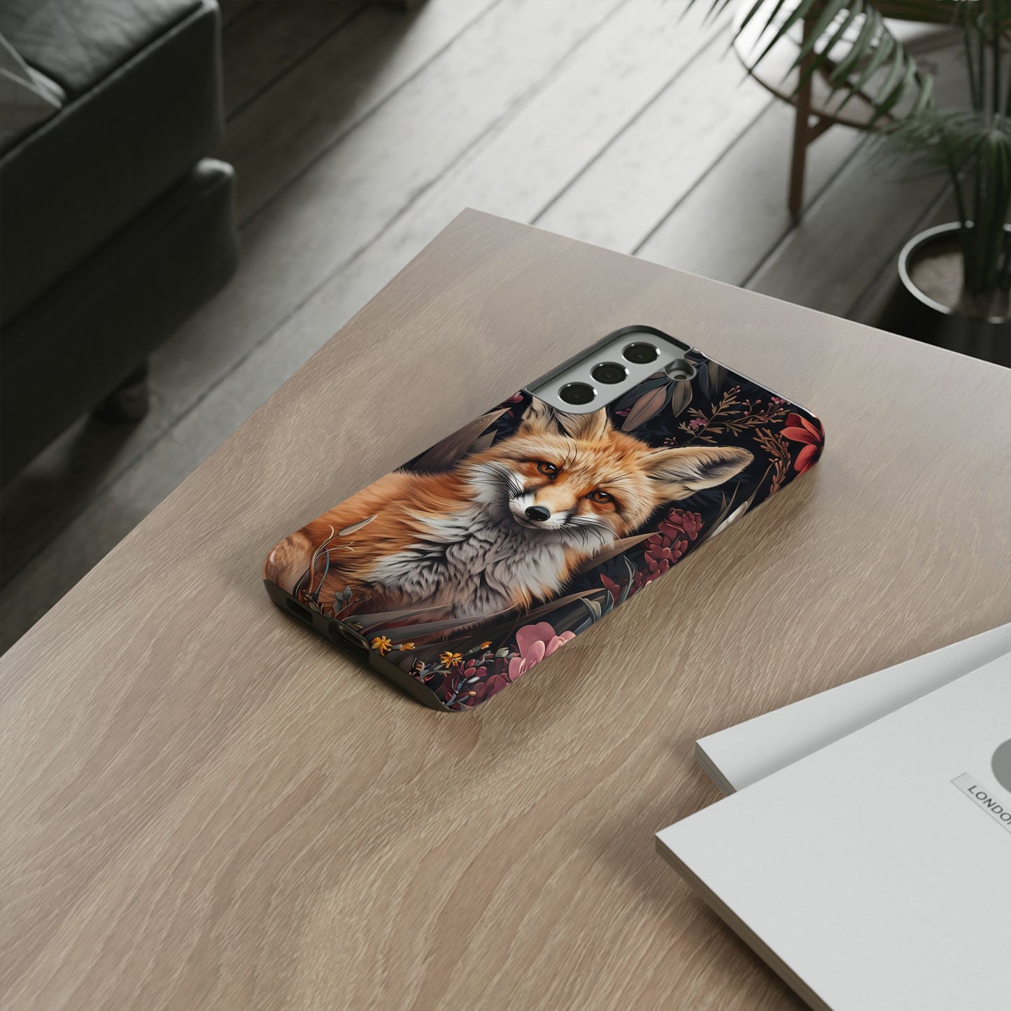 Fox Floral Phone Case, Tough Cases for Animal Lovers, Nature Themed Gift, Cute Phone Cover, Wild Fox Protector