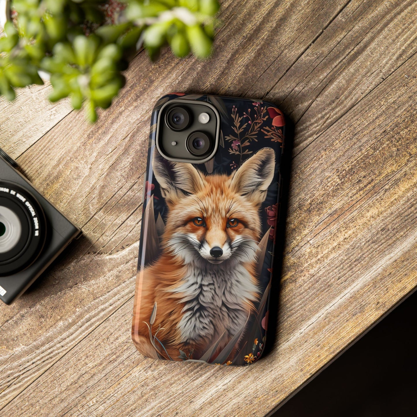 Fox Floral Phone Case, Tough Cases for Animal Lovers, Nature Themed Gift, Cute Phone Cover, Wild Fox Protector