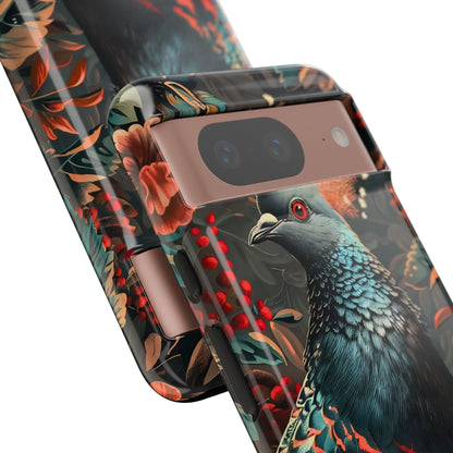 Floral Peacock Phone Case, Tough Cases, Artistic Phone Cover, Unique Gift, Nature Lover Accessory, Protective Case