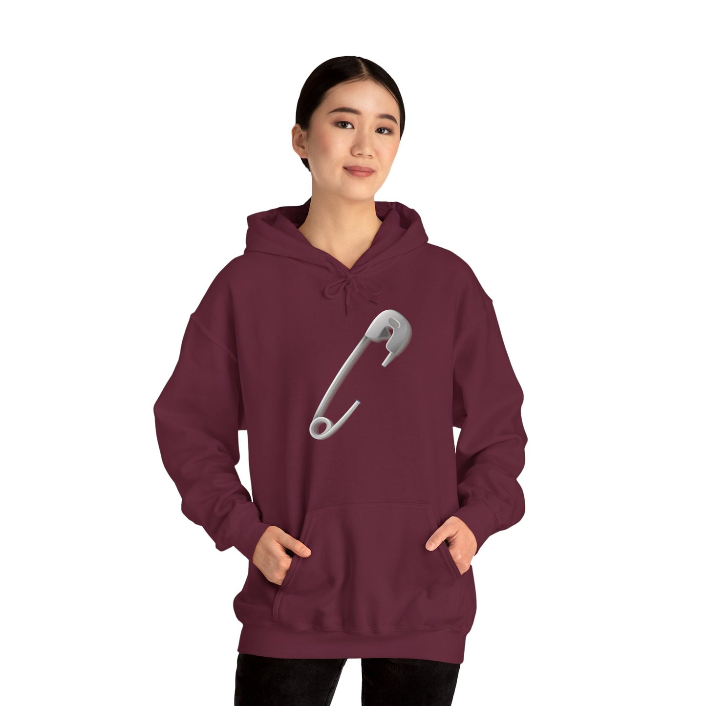 Unisex Heavy Blend™ Hooded Sweatshirt - Minimalist Safety Pin Design